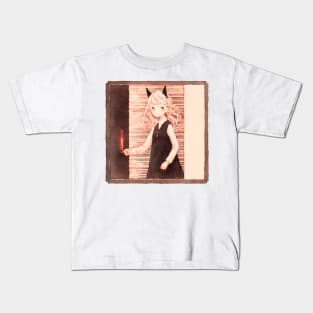 Paper Illustration of Devil Girl Kids T-Shirt